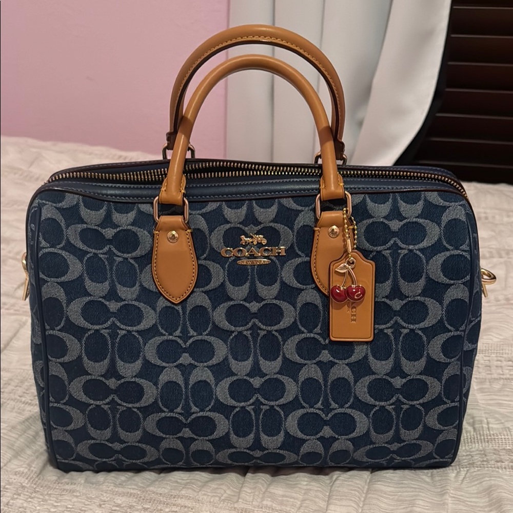 BRAND NEW COACH Denim Signature Canvas Satchel